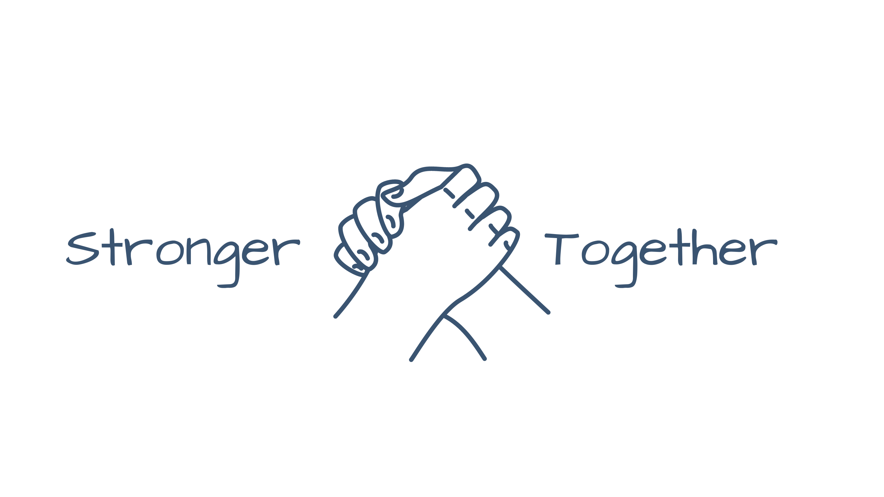 Camp Image: Two hands grasped together with the words 'Stronger Together' (the theme of camp)